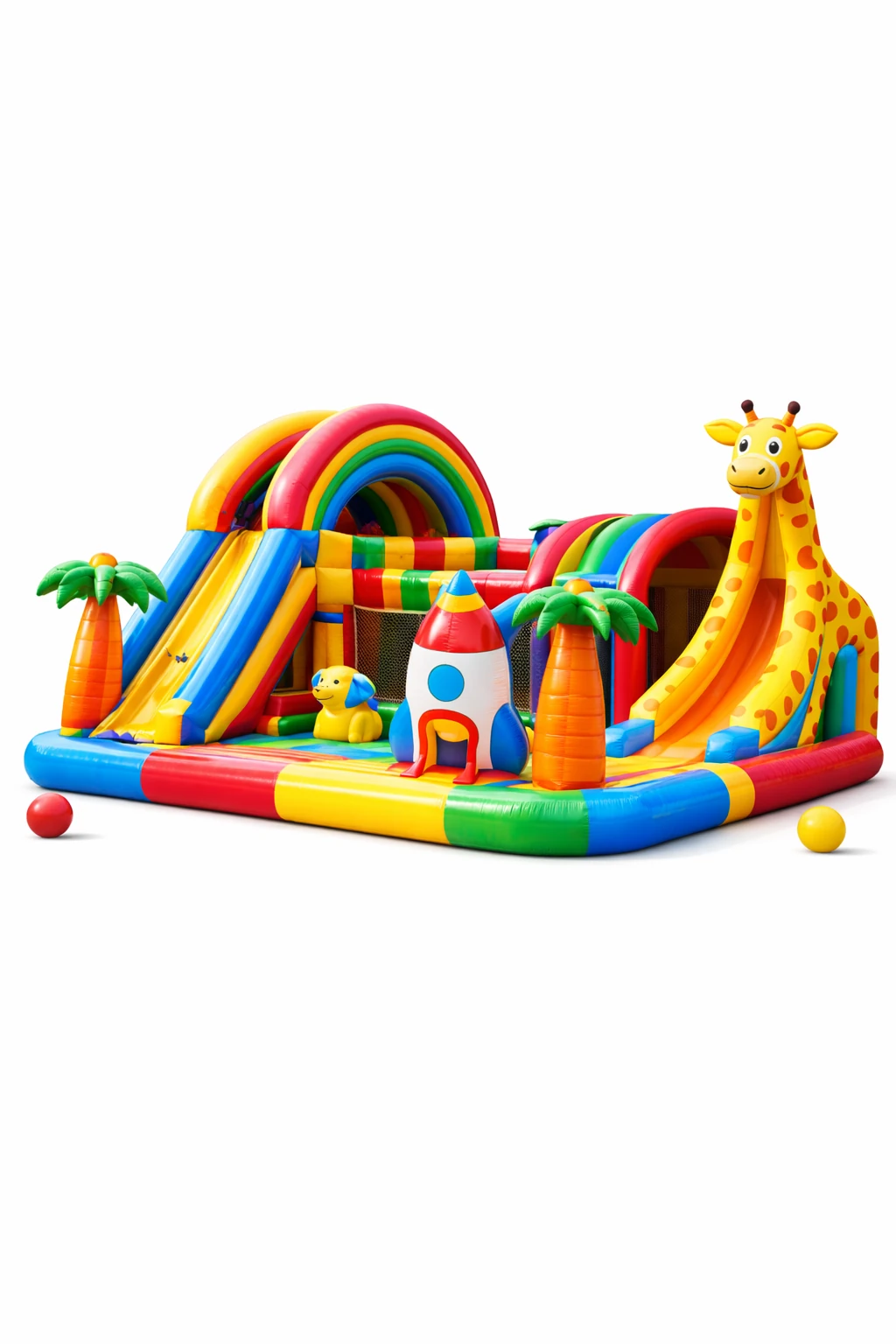 Enfants jouant sur une structure gonflable lors d'une fête en Occitanie